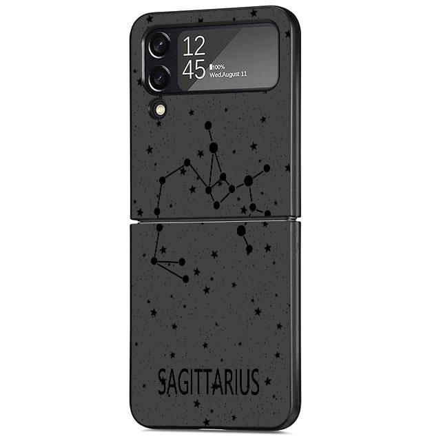Twelve Constellations Luxury Case For Samsung Galaxy Z Flip 3 4 5G Funda ZFlip 3 Black PC Hard Back Phone Capas