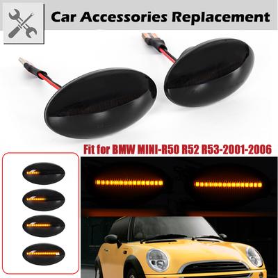 Rhyming Auto Turn Signal Light Dynamic LED Side Marker Lamp Smoked Black Fit For BMW  Mini R50 R52 R53 2001-2006 Car