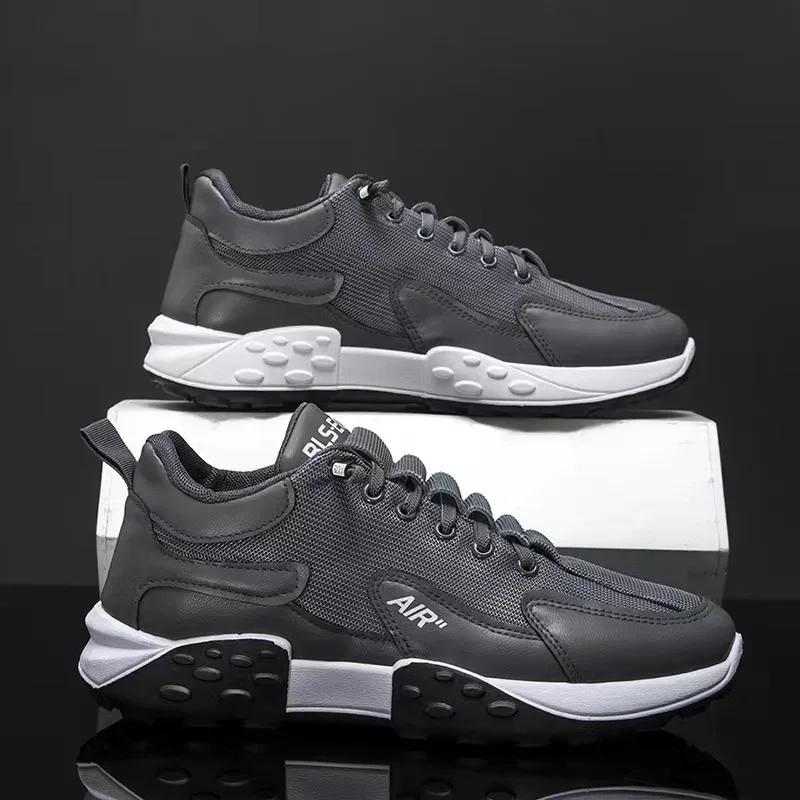 Thick Sole Mens Sneakers Fashion Man Shoe Versatile Vulcanized Shoe Lace Up Outdoor Running Shoes Anti-slip Zapatillas De Hombre