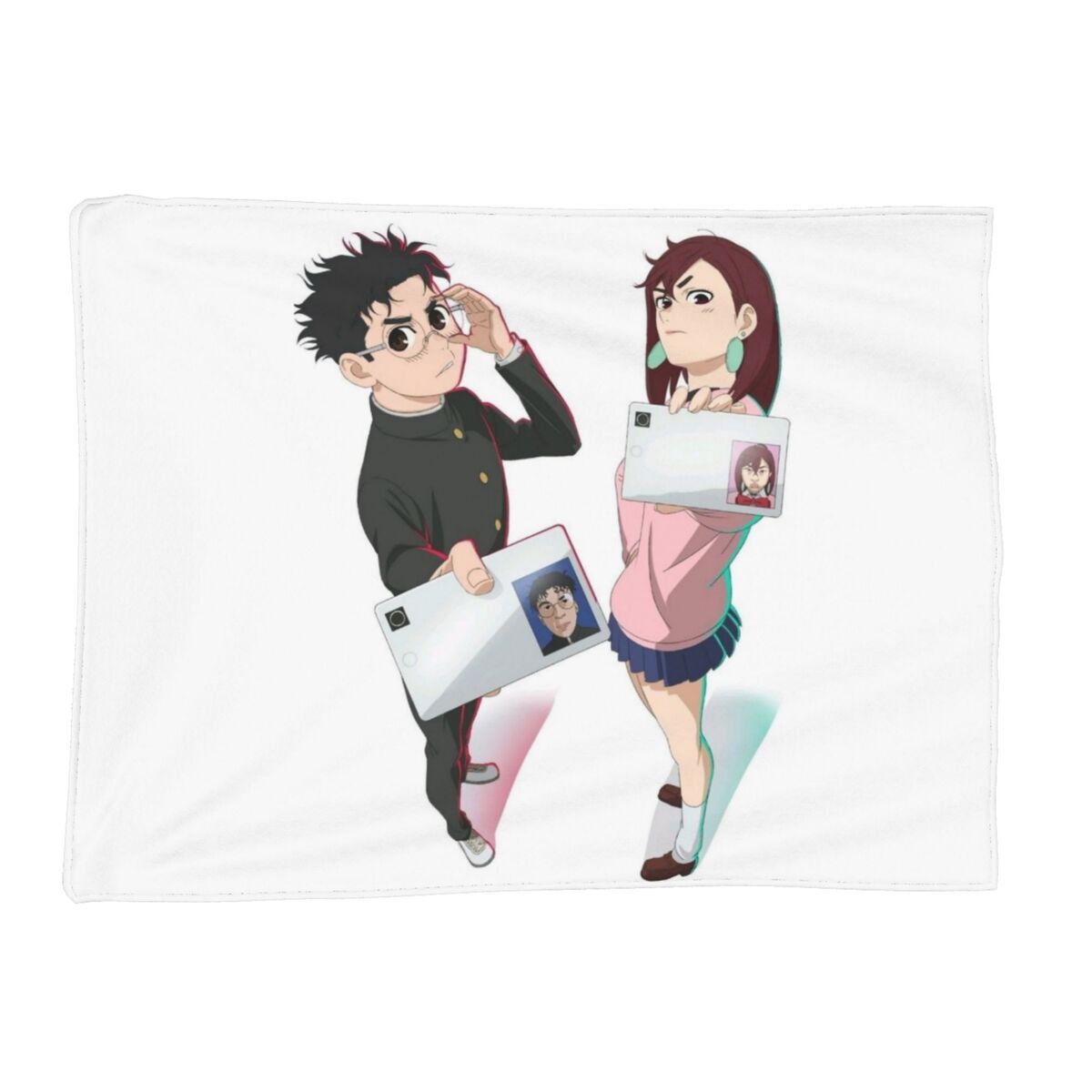 Dandadan Anime Eyes W Kaji Manga Blankets Soft Warm Flannel Throw Blanket Plush for Bed Living room Picnic Travel Home Sofa Size: 75*100cm, Weight: 230 GSM