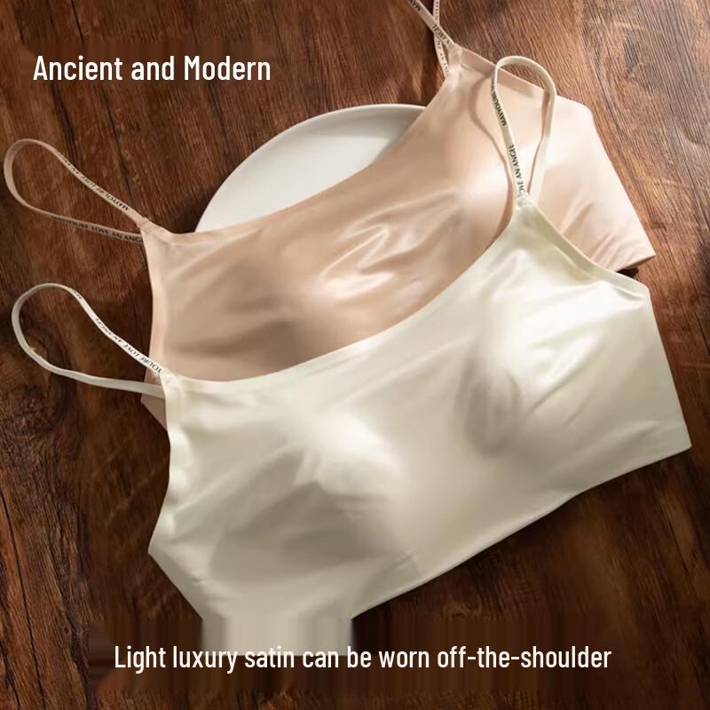 GUJIN Wireless Satin Seamless Off-Shoulder Bandeau Minimizer Bra M (34/75ABC)