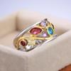 Irregular Colorful Crystal Rings for Women Hollow Out Design Inlaid Zirconia Fashion Party Jewelry Finger Accessories