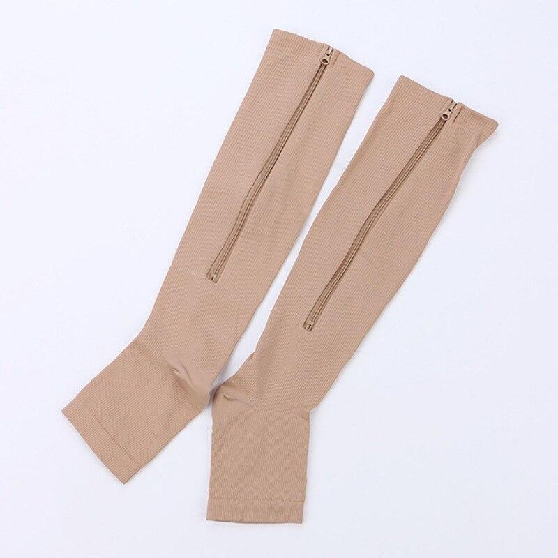 

Мужские и женские эластичные компрессионные носки с открытым носком, гольфы для йоги с застежкой-молнией S/M