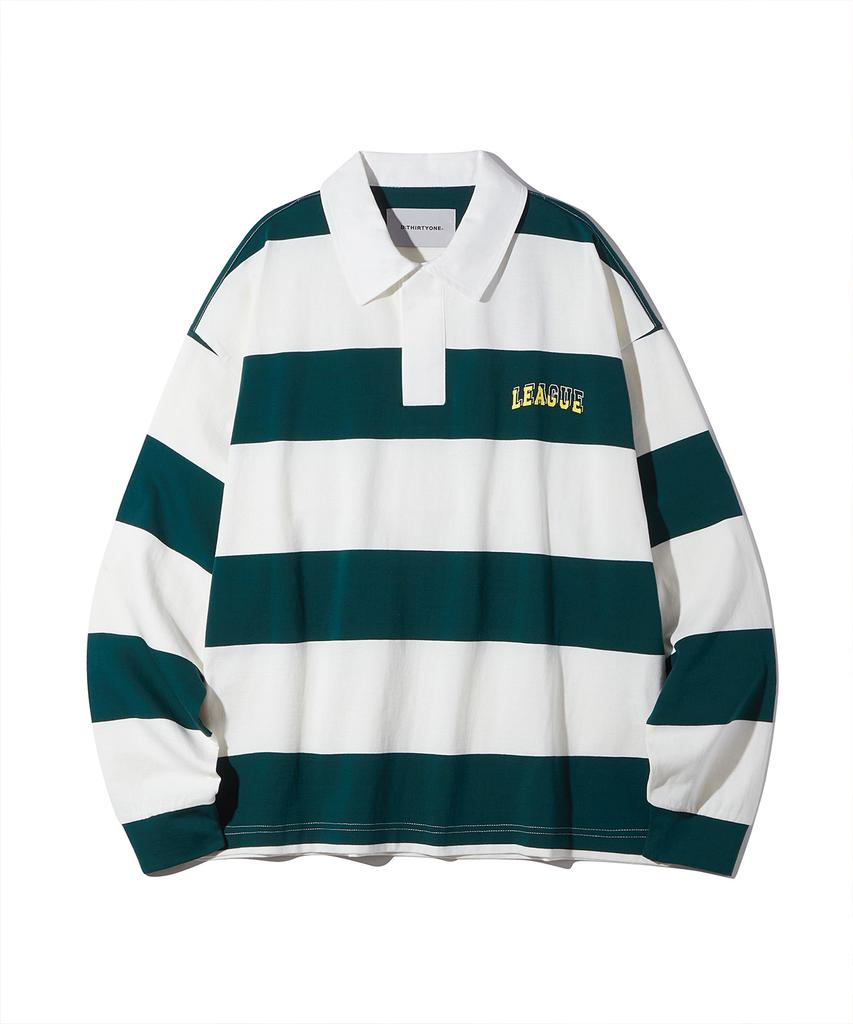 Polo da Rugby a Strisce DTHIRTYONE League (Verde scuro)
