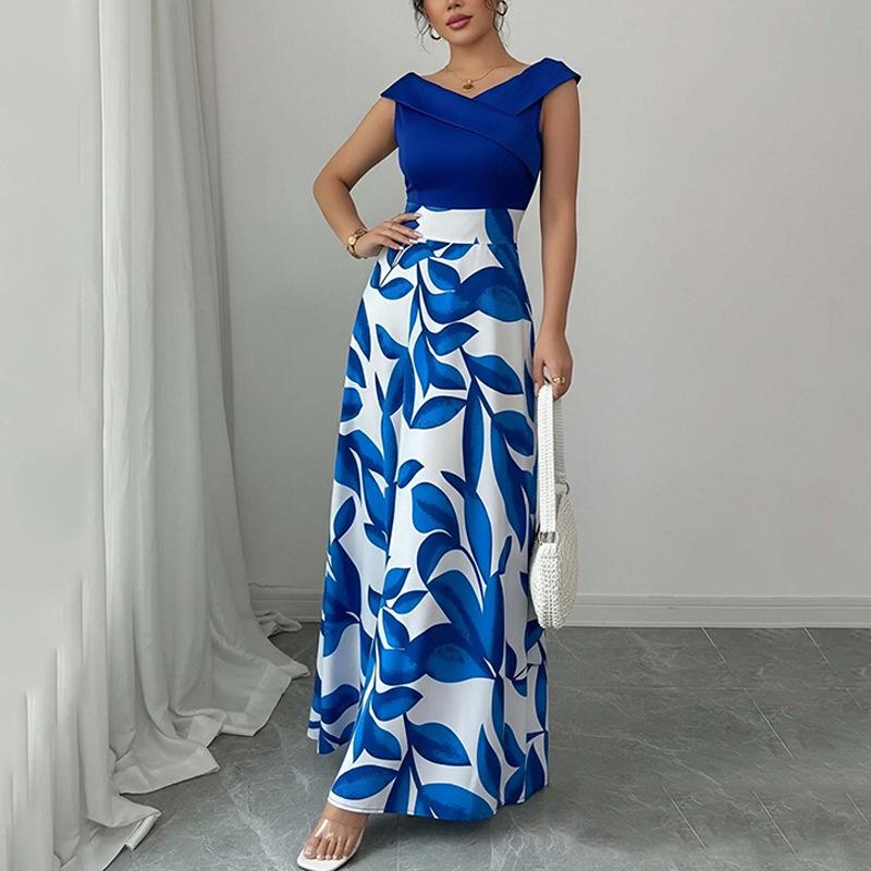European and American women s clothing, new spring models, elegant retro style flower print dress dress S