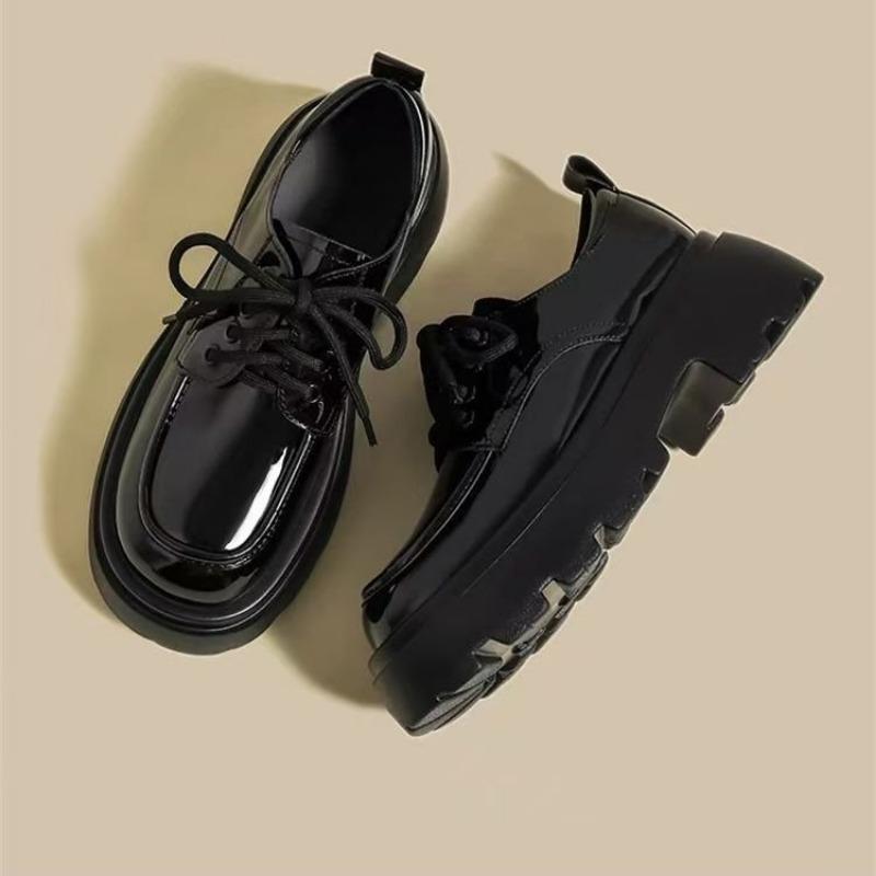 College-Stil JK kleine Lederschuhe Damen Herbst neue Plateausohle Schnür-Muffin-Modeschuhe