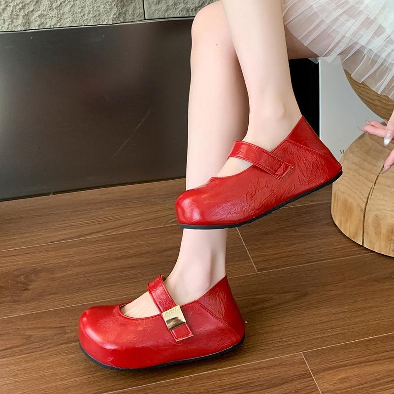 Red Mary Jane Single Shoes Women's Platform Height Increase Spring and Summer New with Skirt Cool Single Shoes