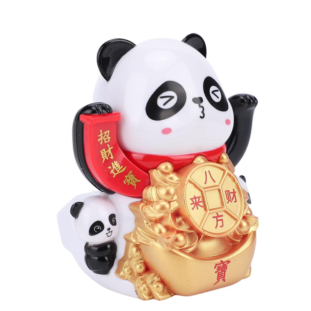 Figurină Panda cu Energie Solară Ornament Mână Oscilantă Automată pentru Bordul Mașinii Birou Decor Birou Casier