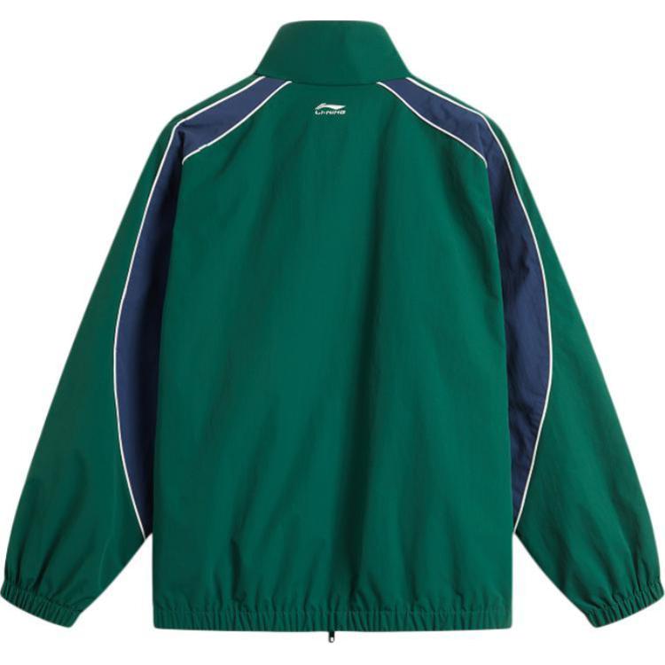 Li Ning Lotus Leaf Trench Coat Men's Lush Green/Dark Ship Blue AFDU957-6
