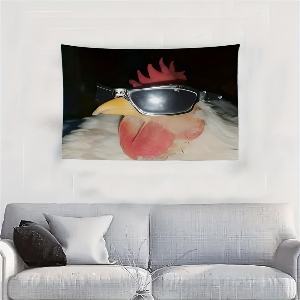 Funny Sunglasses Rooster Meme Tapestry Cool Room Stuff Wall Tapestry Room Decoration Items Wall Backdrop Decoration Accessories