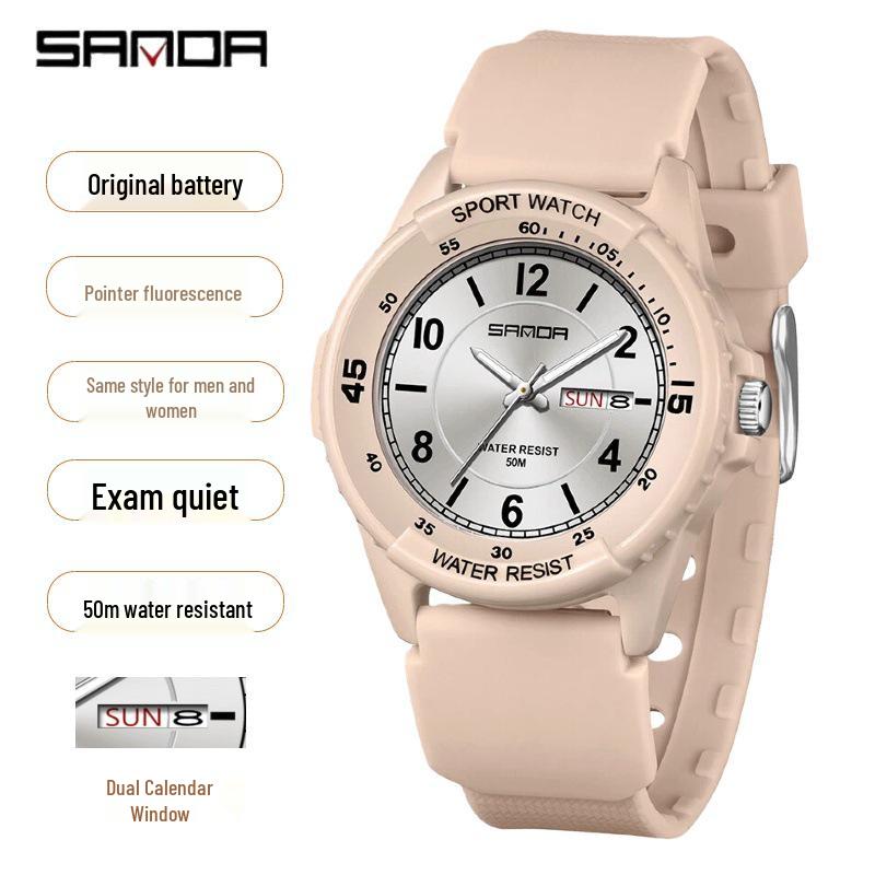 Sanda Fashion Youth Quartz Wristwatch: Casual Digital, Dual Calendar, Luminous, Waterproof, Unisex.