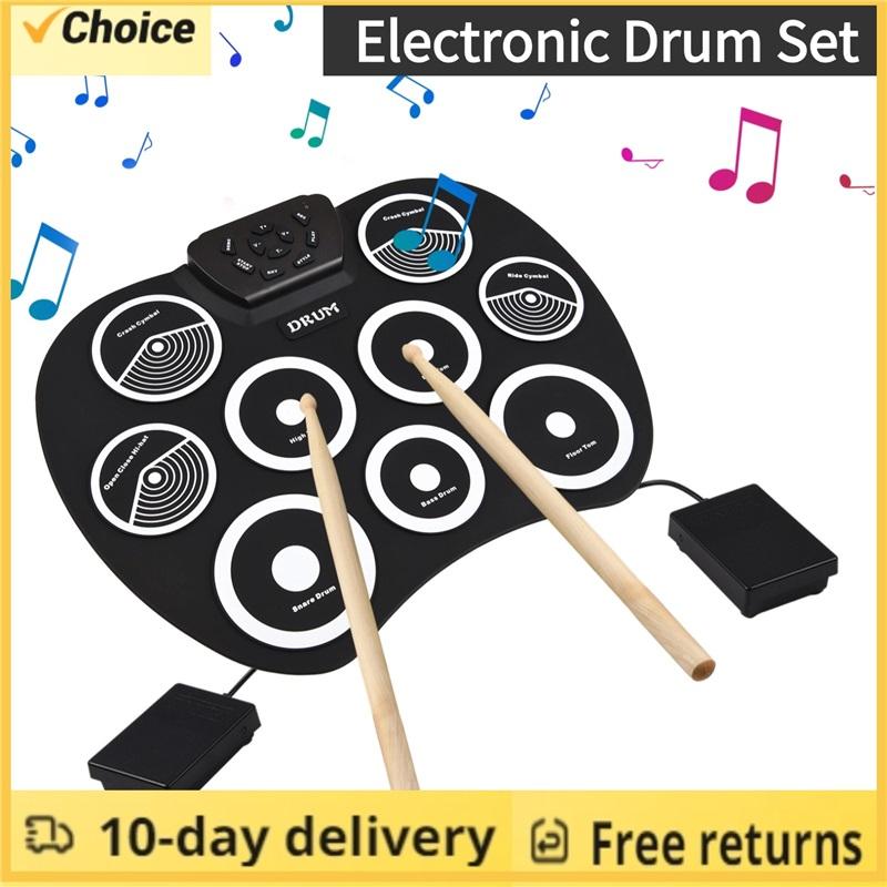 Pig Boutique Electronic Drum Set Hand-Rolled Drum 9 Pad Midi Interface Supports Dtx Games Portable Drum Set Gifts With Drumsticks Pedals