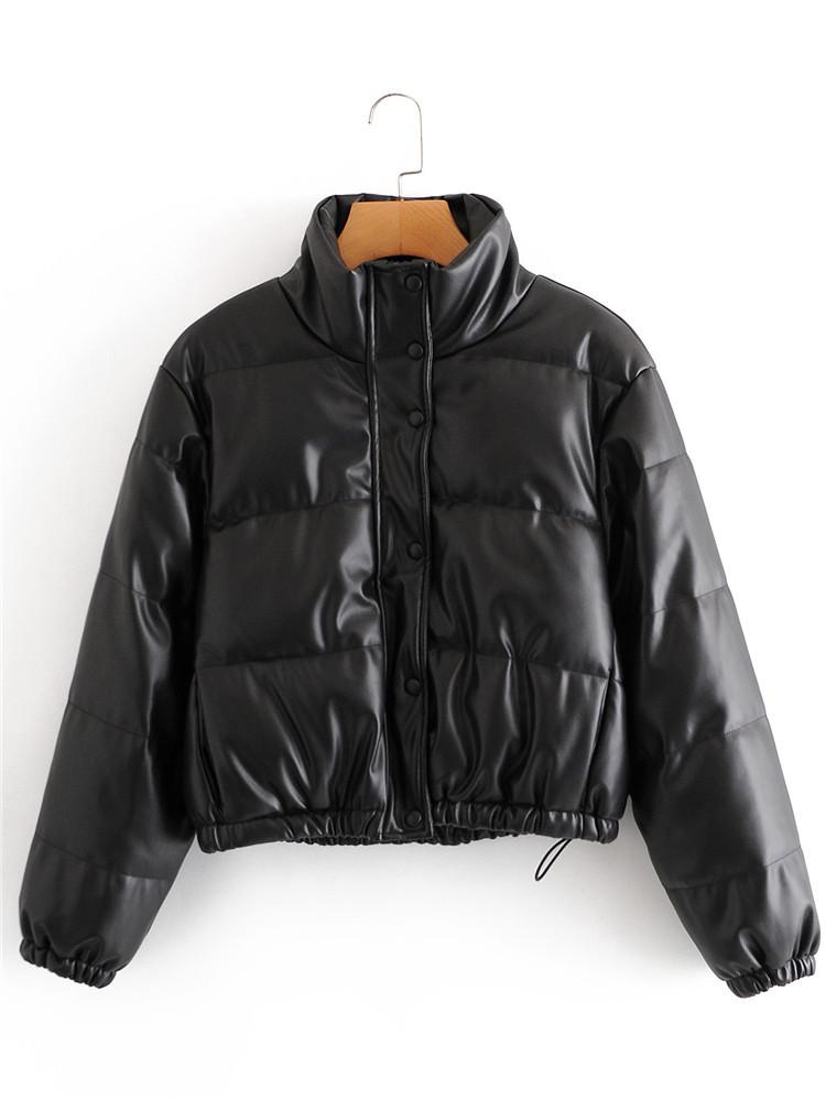 Women Short Medium Length Down Jacket Winter Warm Stand Collar Solid Color Casual Outerwear Coat