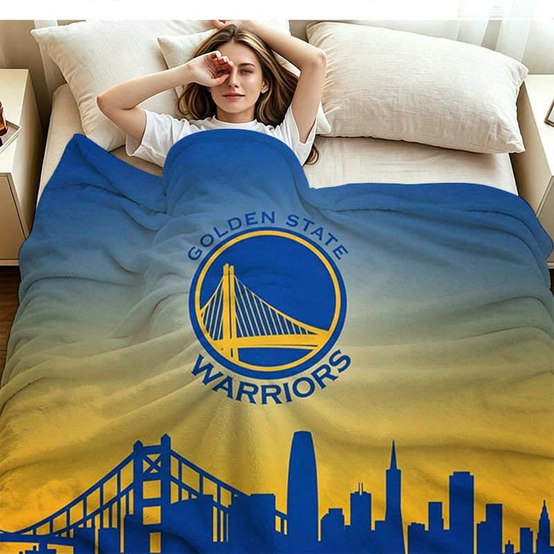Golden State Warriors Print Flannel Blanket High Quality Warm Comfortable Cover for All Seasons Perfect for Gifts Home Decor