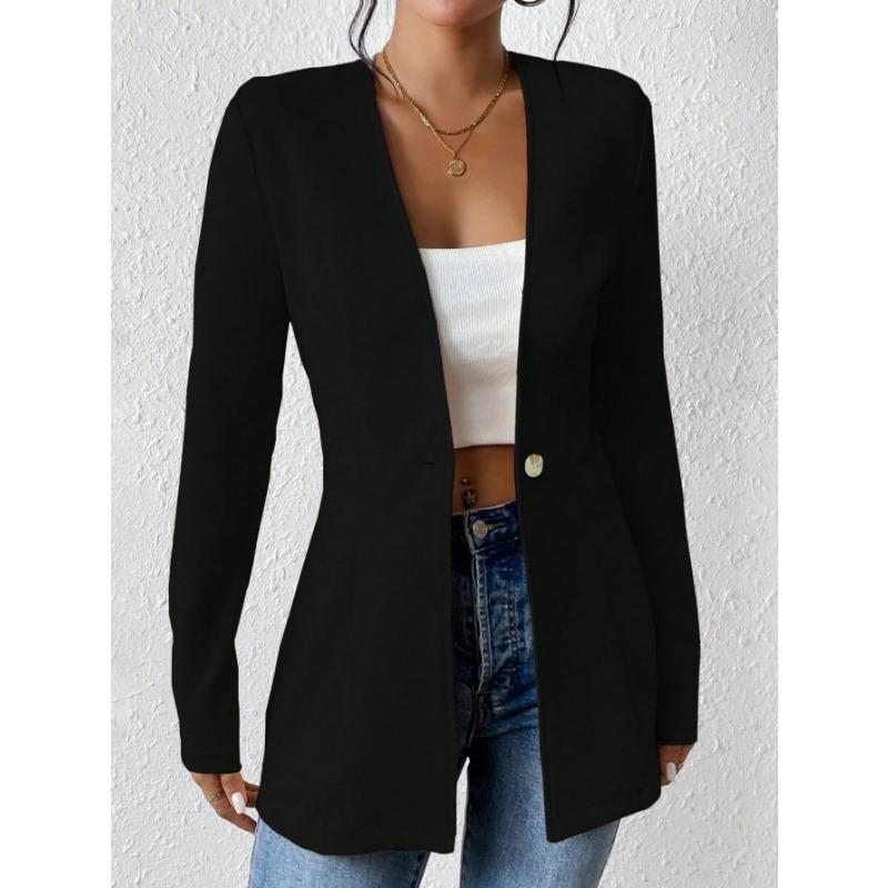 DAFIFY Women's Fashion Casual Solid Color Print Autumn Winter Long Sleeve Jackets & Coats