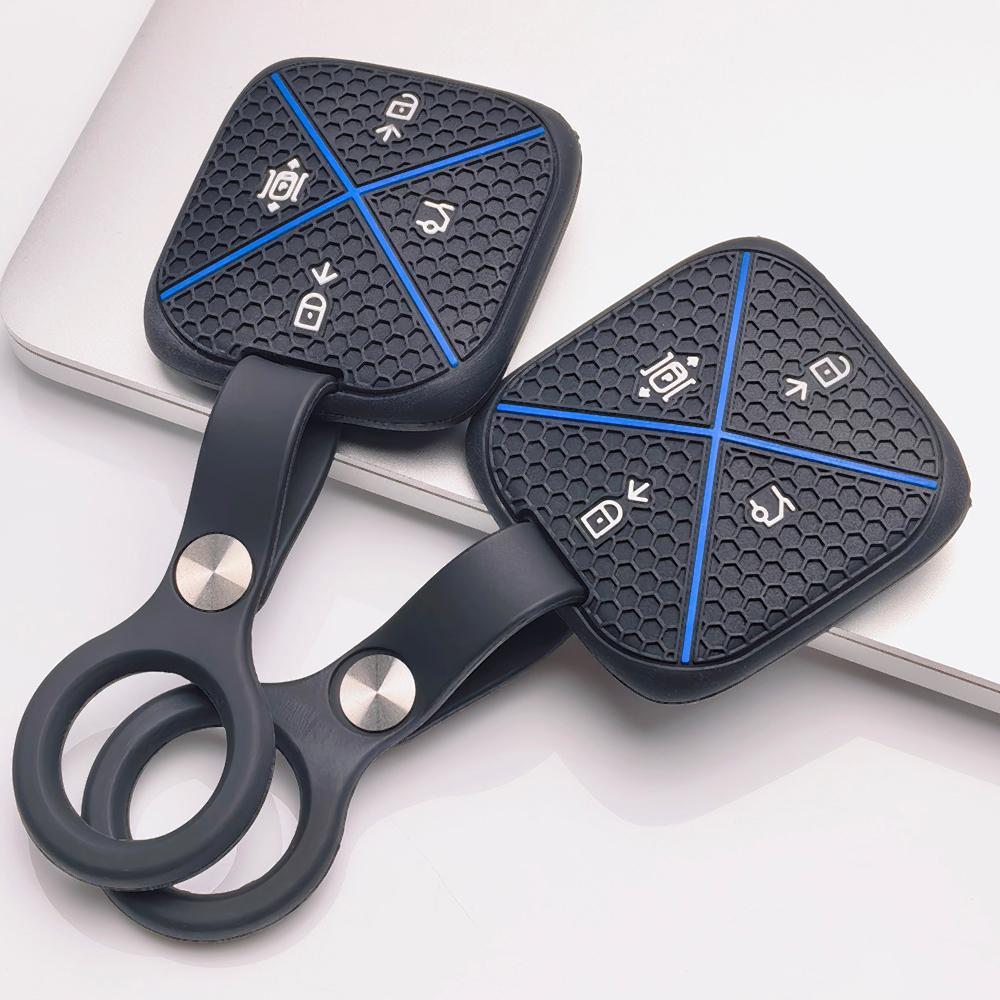 Soft Silicone Smart Key Sleeve for Zeekr Zeekr 001 Zeekr 009 Zeekr X Zeekr 007 with Keychain Honeycomb Texture Anti Scratch Smart Key Fob Sleeve