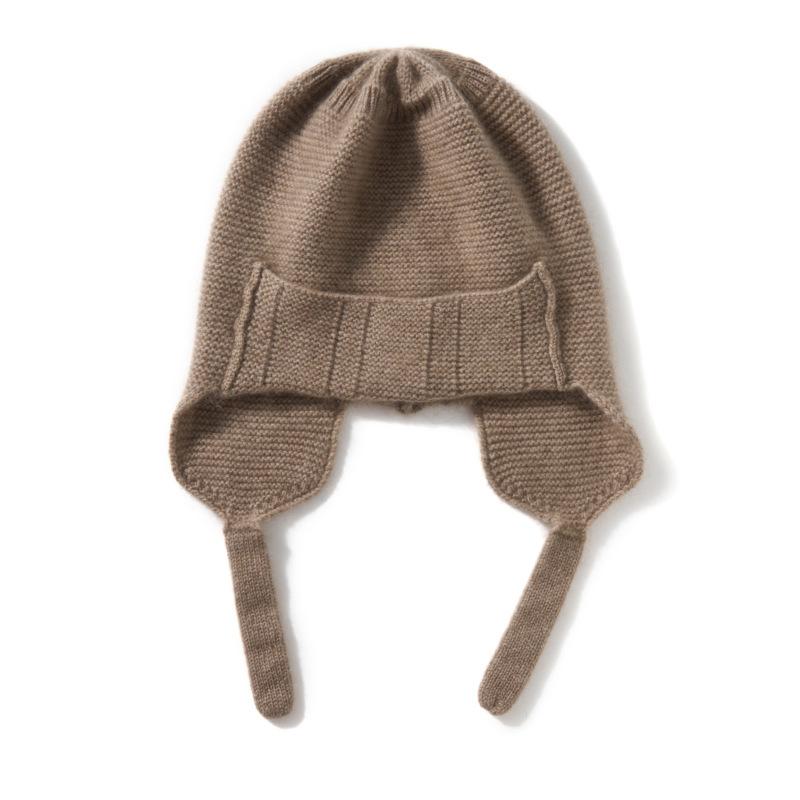 

Cashmere Autumn and Winter New Style Women s High End Solid Color Knitted Outdoor Ear Protection Warm Fashion Heavy Plain Hat One size