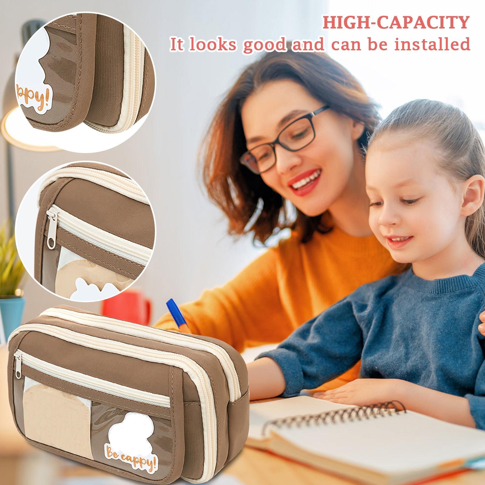 

Big Capacity Pencil Case, 3 Compartments Storage Pencil Case, Large Capacity Pencil Pouch, Pencil Case Organizer For Boy And Gi One Size коричневый