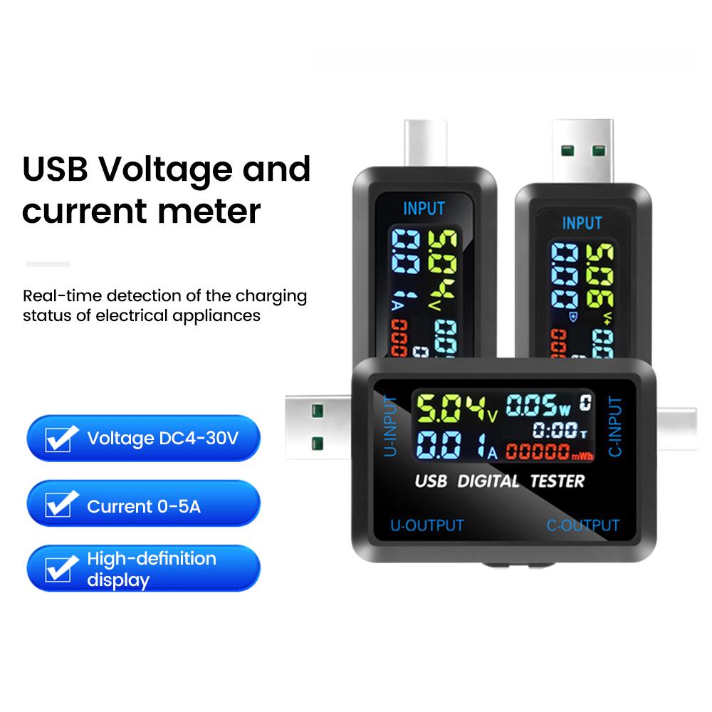 DC 1.1~16V Digital Voltage Current Capacity Tester USB Type-C Multifunctional Power Meter Display Fast Charge Protocol Detector
