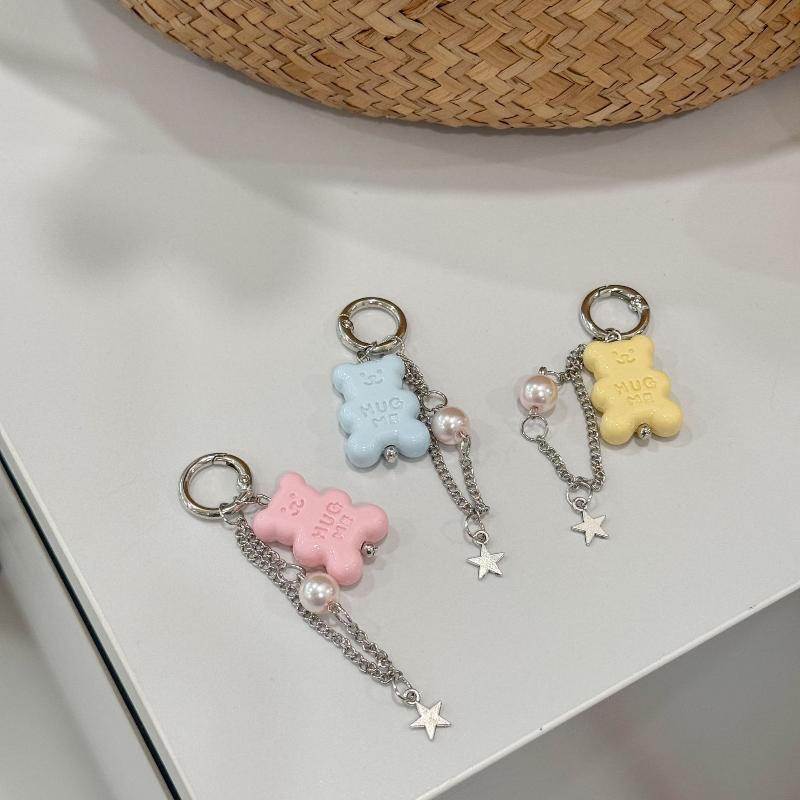 Cute Colorful Gummy Bear Keychains With Pearl And Star Charms For Backpack Decor Gifts For Girls Teens