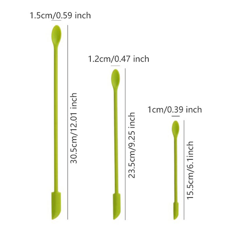 3Pcs Lengthened Silicone Scraper Double-Head Cosmetic Jam Deep Bottle Scraper Mini Spatula Set For Kitchen Storage Jar Use