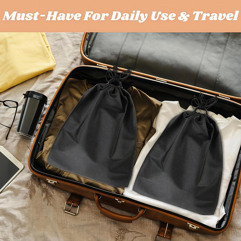 10/5 Pieces Black Portable Travel Bag with Drawstring Closure -Space-saving and Moisture-proof Sports Shoes and Shoes Storage Bag