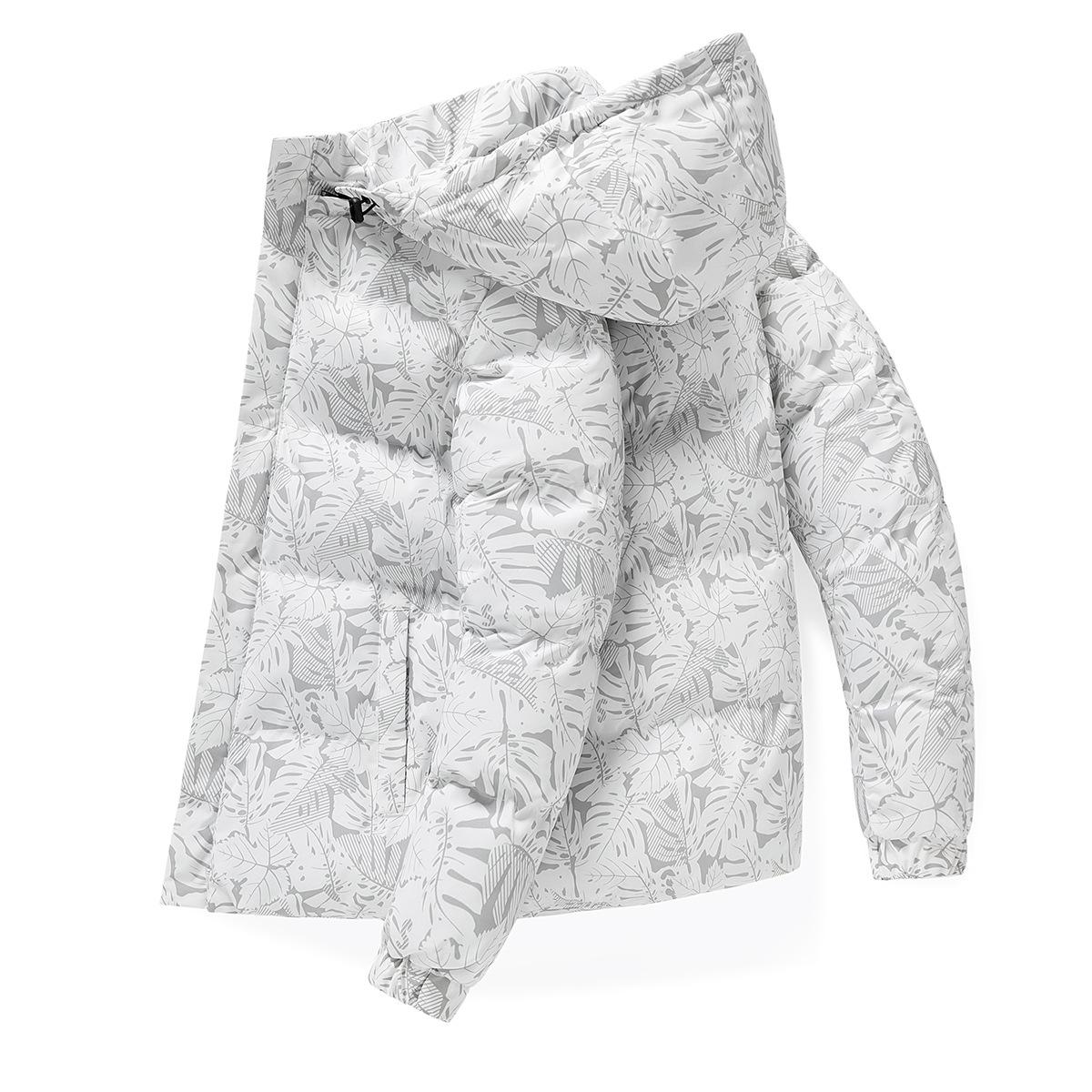 

Padded jacket Men s warm thickened padded jacket Loose large size removable hat Fashion camouflage padded jacket M білий