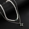Hip Hop Pearl Diamond Necklace Set Male Tide Personality Clavicle Chain Jewelry