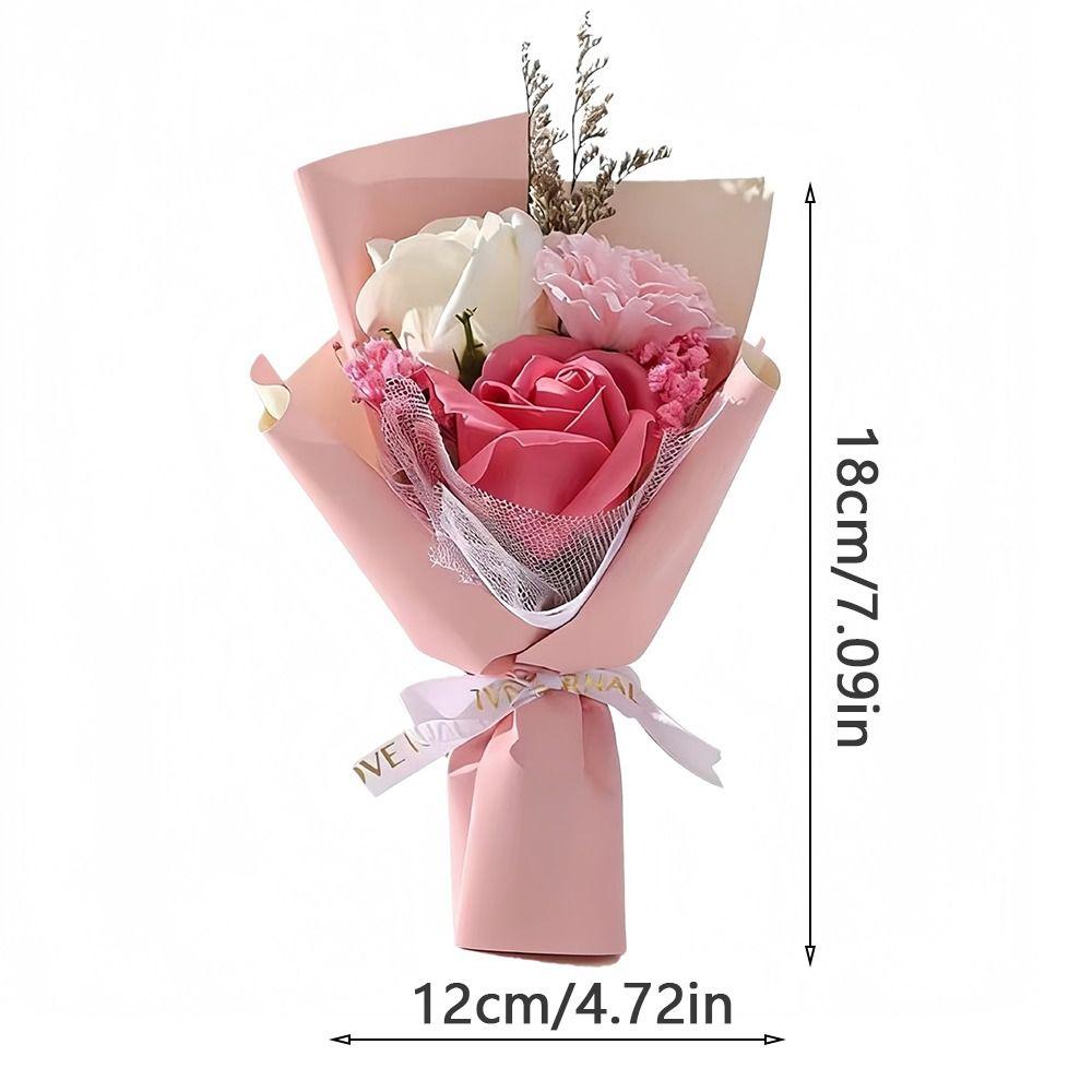 3 Heads Soap Flower Wedding Decor Gifts Mini Carnation Bouquet  Teachers' Day