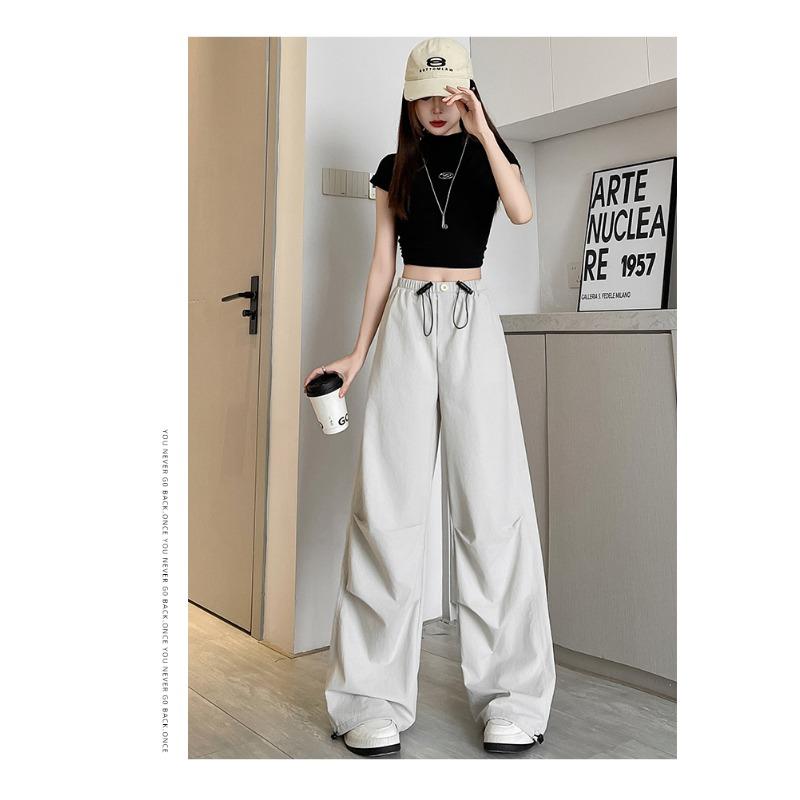 Quick-drying Work Pants for Women In Summer New High-waist Loose Drooping Small Casual Sports Wide-leg Pants