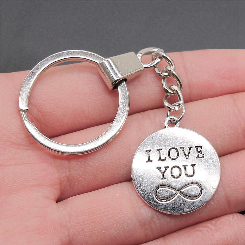 Encouragement Letter Om Yoga Tags Pendant Antique Bronze Metal Keychain with 30mm Ring for Family