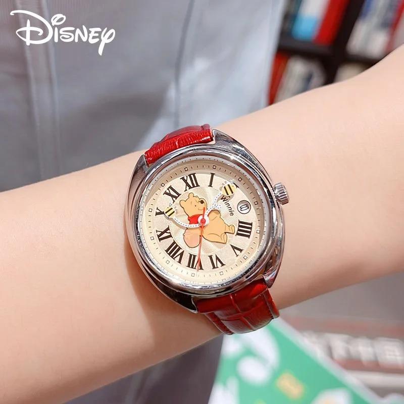 Disney Original Unisex Ladies Girls Quartz Watch Winnie The Pooh Bee Cartoon Clock Date Waterproof Luminous