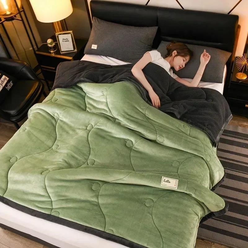 

2025 NEW Winter Keep Warm Wool Throw Blanket for Sofa Winter Blanket King Size Home Warm Plaid Comforter Bedspread Bedding Sheet 100x150cm