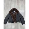 Womens Winter Short Puffer Coat With Detachable Faux Fur Collar Loose Fit Warm Cotton-Padded Jacket Daily Wear