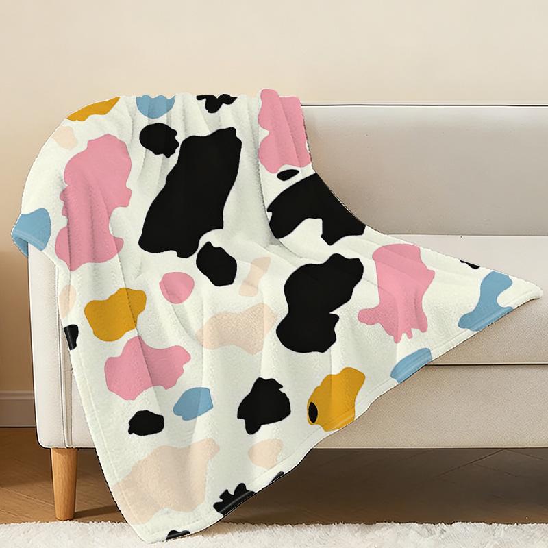 Cow Print Fleece Blanket – Soft Plush Warm Throw for Home, Sofa, Couch, Halloween & Christmas Holiday Decor