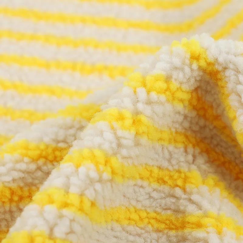160x45cm Fine Striped Jacquard Lamb Fleece Fabric For Children's Clothing Outerwear, Home Pillows, Handmade DIY Clothing Fabrics