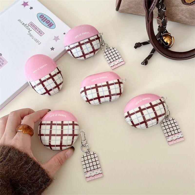 

для Huawei Freebuds5 Bluetooth Наушники Чехол 5 I6i Креативный Стильный Прилив Клип Ударопрочный Бокс Freebudspro3/Pro4 Защитный Чехол SE2/SE3 Художественный Женский freebuds4 Plaid pink cover + pendant