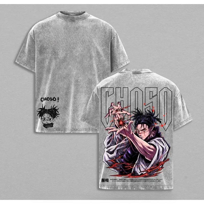 Jujutsu Kaisen Choso Anime Printed Tee Men Women Washed Cotton T-shirts Vintage Loose T Shirt Harajuku Male Short Sleeve Tshirt