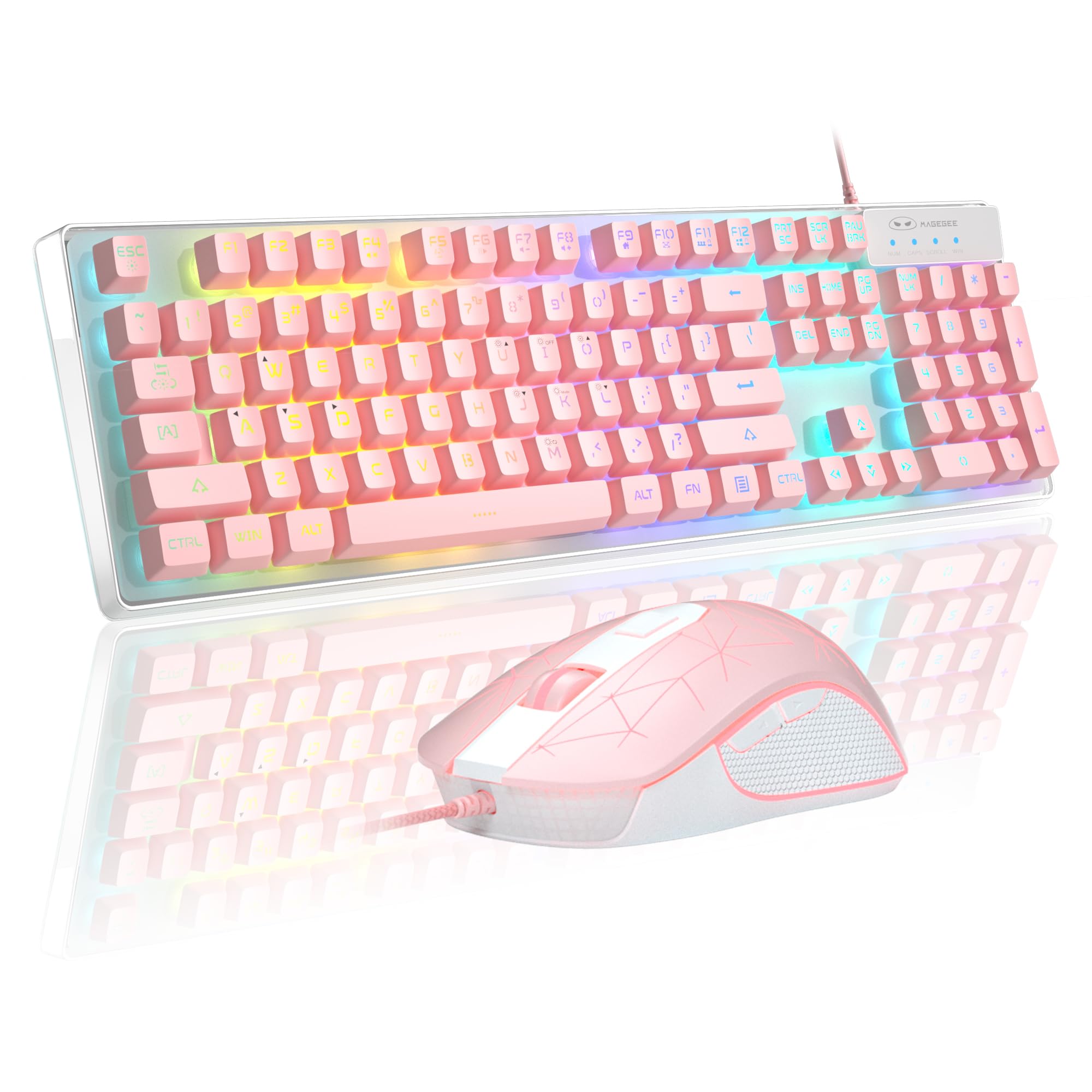 

Gaming Keyboard and Mouse K1 RGB LED Backlit Keyboard with 104 Keys Computer Gaming Keyboard Combo, PC/Laptop (Pink)