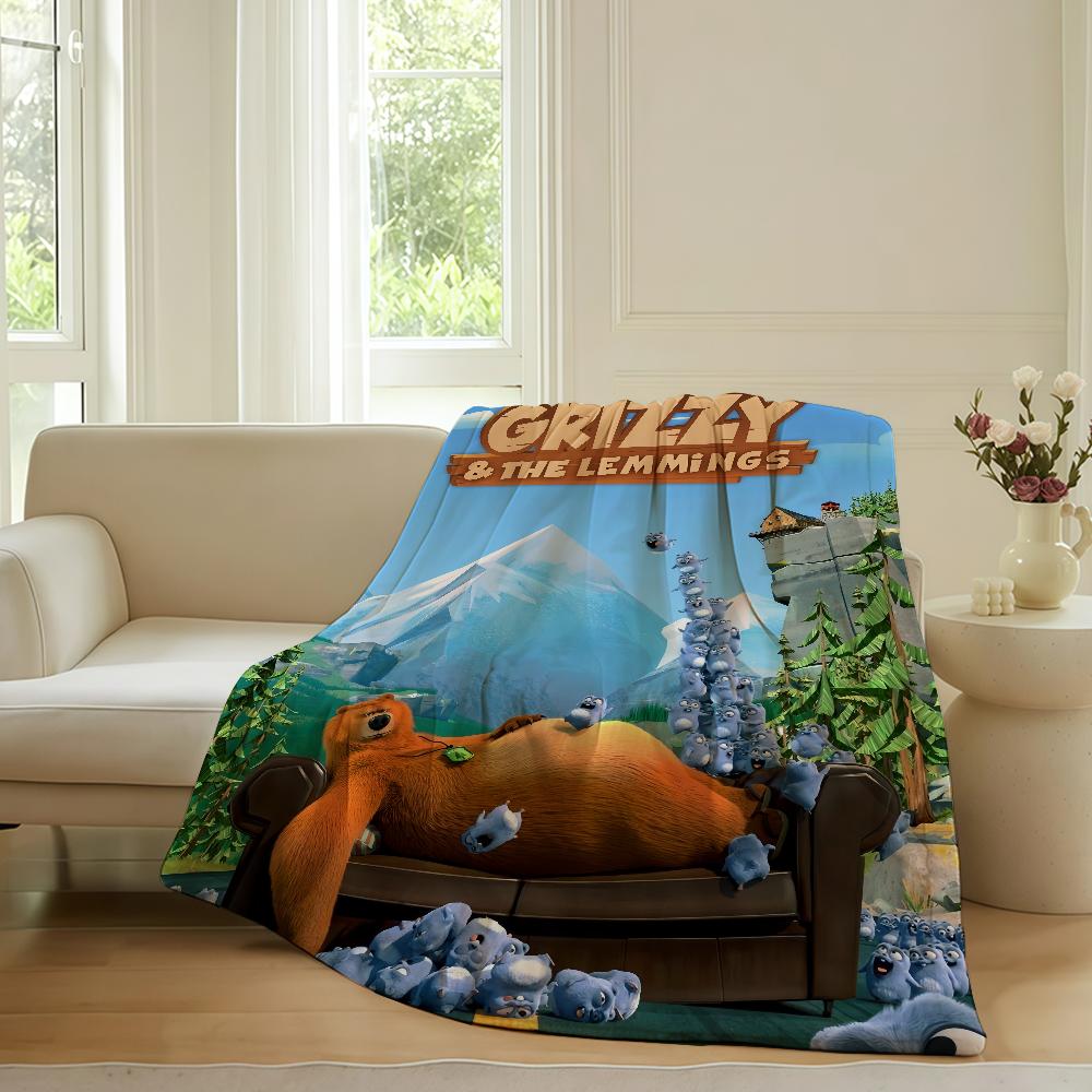 Funny G-Grizzy and The Lemmings Blanket Warm Soft Suitable For Bedroom Sofa Bed Living Room Office Travel Camping Gifts