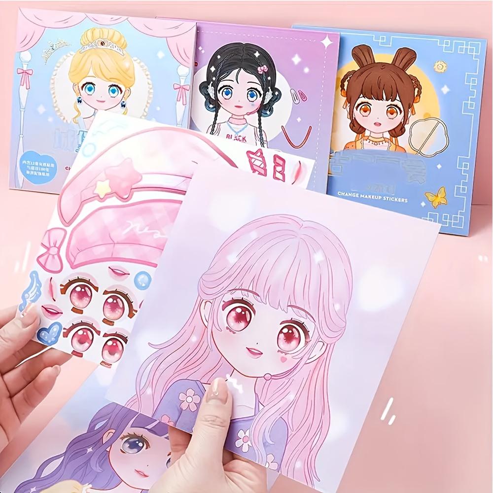 DO-IT-YOURSELF Face Sticker Book with Style Doll Design - Dress-Up Game Kit Includes Reusable Stickers Ideal for