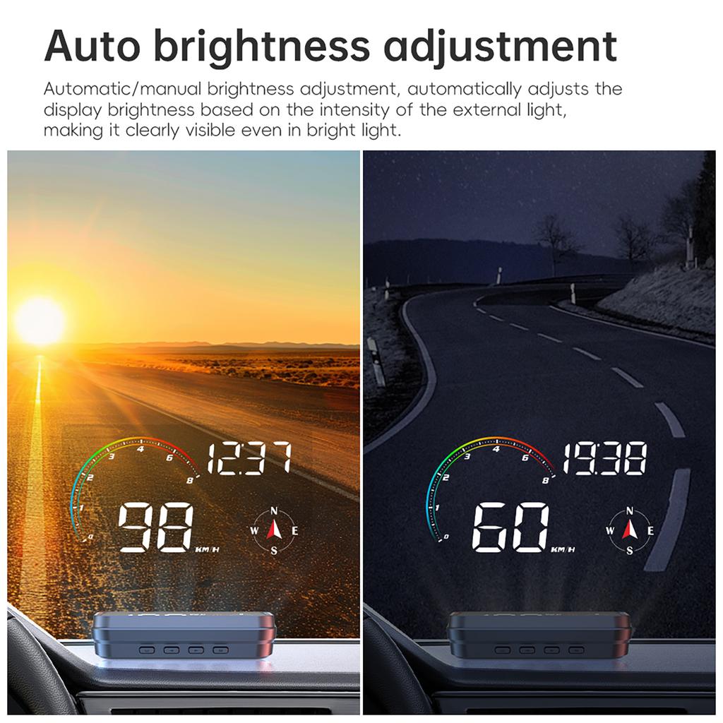 M24 GPS+OBD Car Head Up Display On Computer Speedometer Voltmeter RPM Fuel Level Water Temp Compass Car Accessories With Alarm