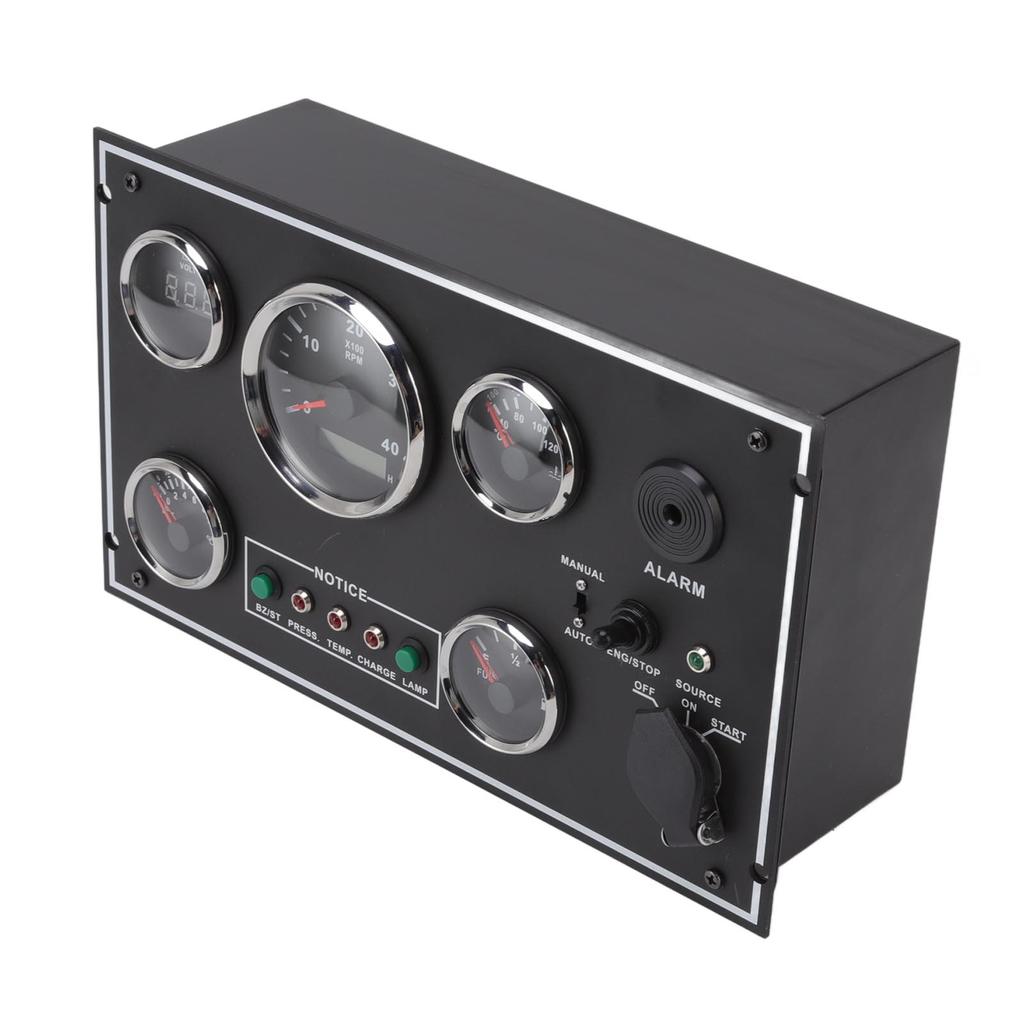 Tachometer Water Temp Meter Voltmeter Oil Pressure Oil Level Gauge Multifunction Panel with Ignition Key for RV Boat