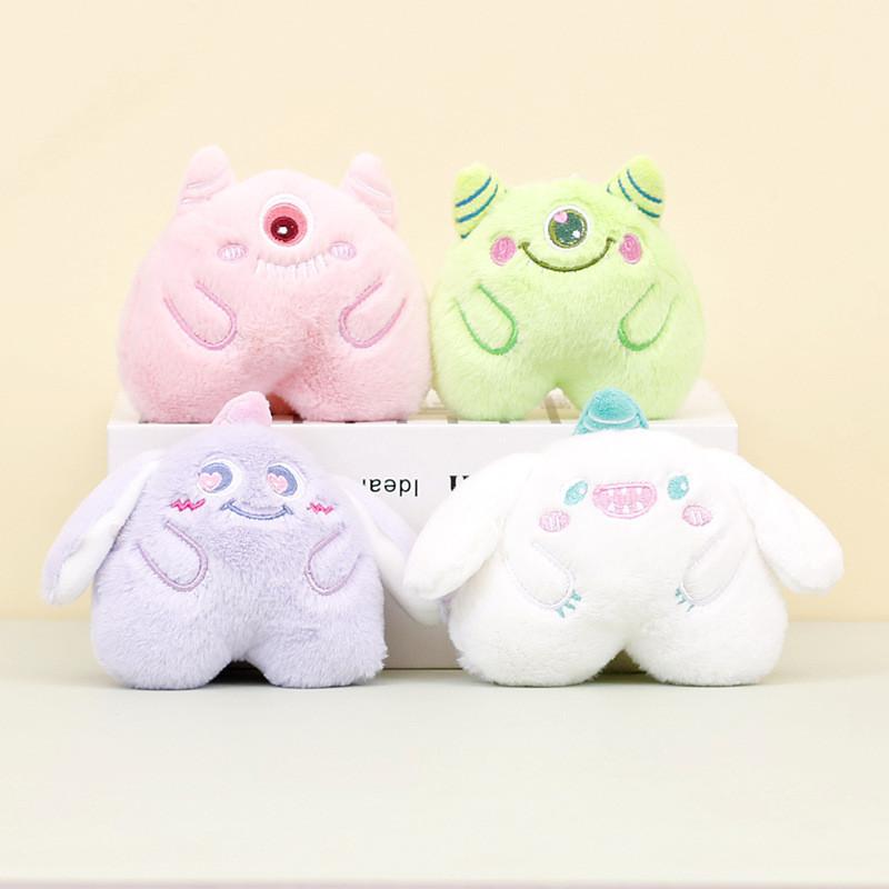 Adorable Monster Plush Keychain Soft Cotton Stuffed Animal Bag Charm In Pink