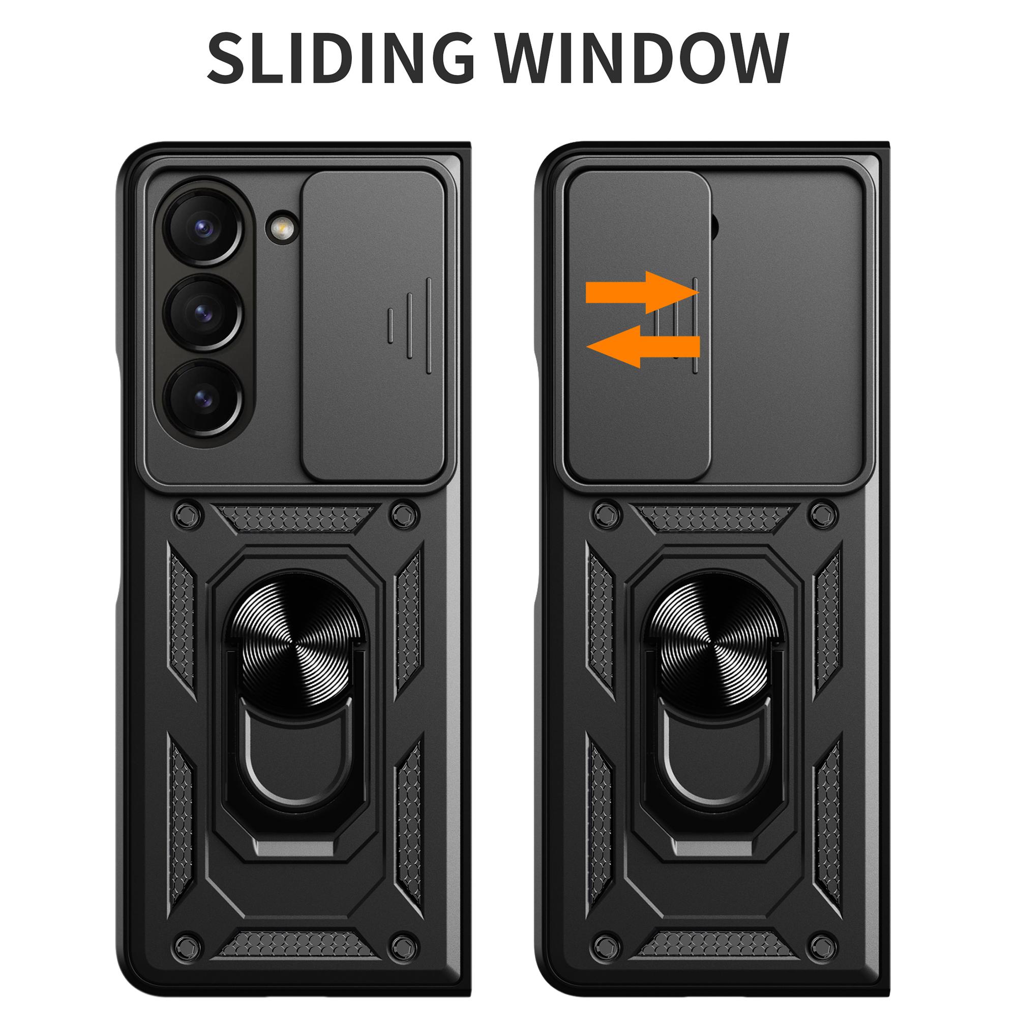 

For Samsung Galaxy Z Fold6 5G Case PC+TPU Phone Protective Cover with Lens Protector Kickstand Phone Shell Blue