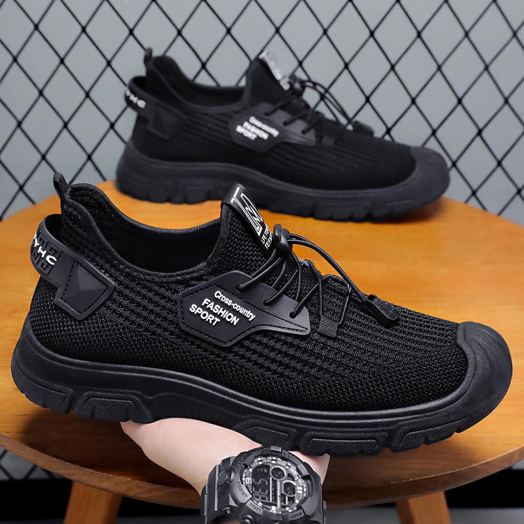 Shoes Men's Summer Single Shoes Casual Shoes Flying Woven Breathable Non-smelly Feet Men's Shoes Solid Color Versatile Men's Shoes Dad Shoes