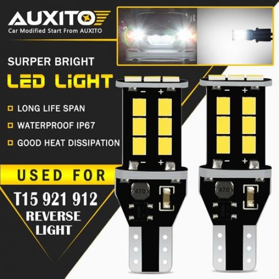 AUXITO T15 921 912 LED Reverse Backup Light Bulb White for Chevy Ford CANBUS EXV