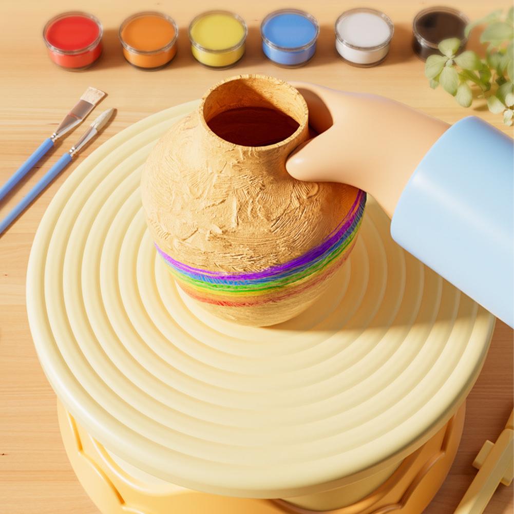 Mini Töpferset für Kinder Handgemachtes DIY Tonwerkzeugset Elektrische Drehscheibe Töpfermaschine Geburtstagsgeschenke für Mädchen Jungen