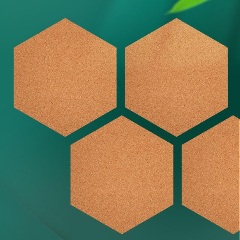 5PCS Cork Notice Board Self Adhesive Hexagon Cork Board for Photo Wall Decorations DIY Office Bulletin Board Corkboard