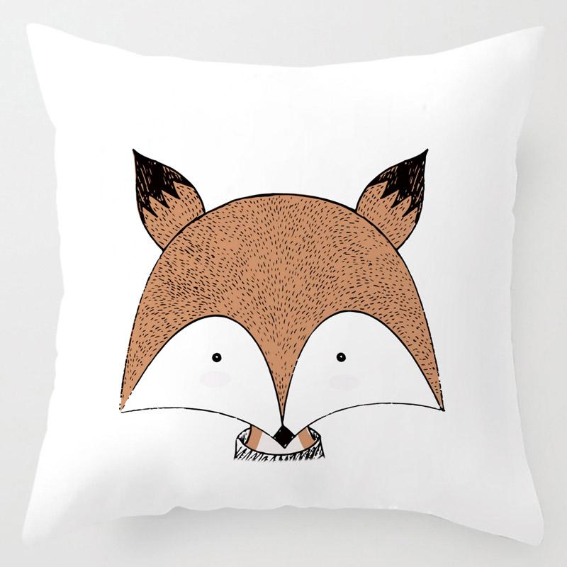 Children'S Room Decoration Cartoon Pillowcase Pet Animal Cushion Cover Rabbit Giraffe Lion Porcupine Bear Fox